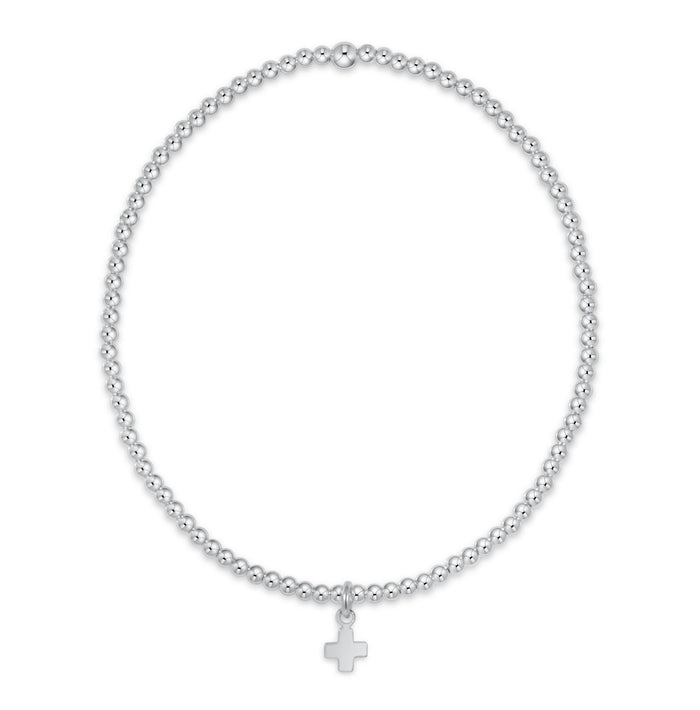 Classic Sterling 2mm Bracelet - Signature Cross Small Sterling Charm