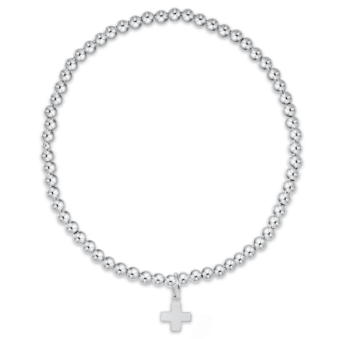 Classic Sterling 3mm Bracelet - Signature Cross Sterling Charm
