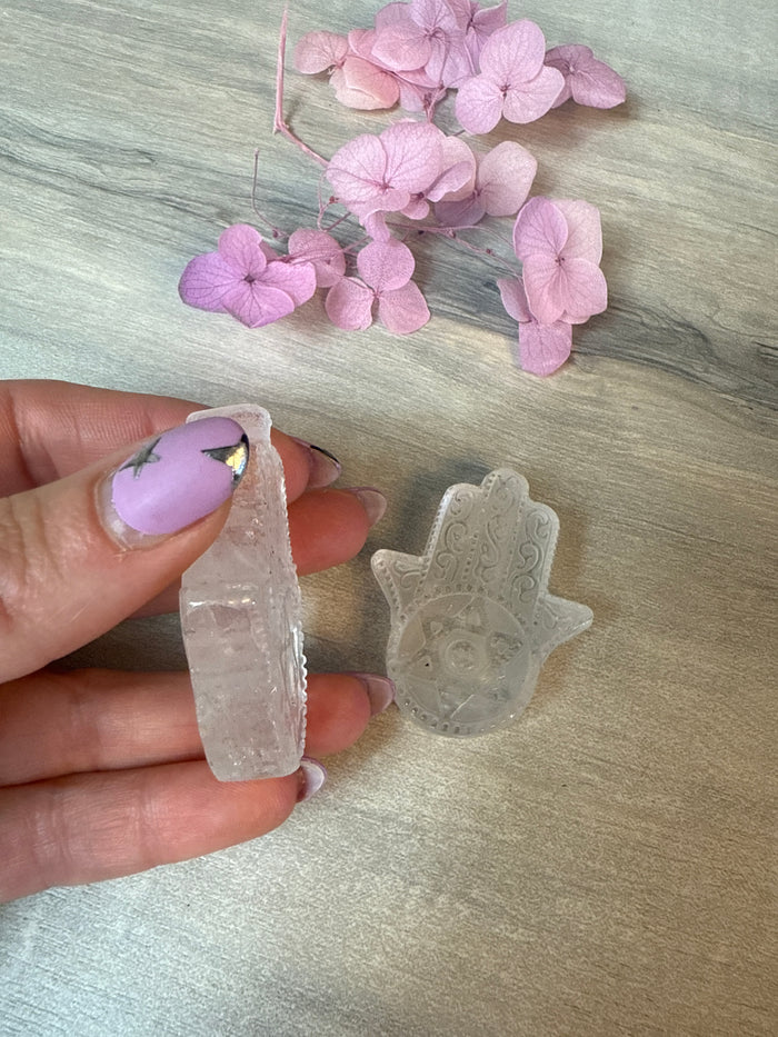 Clear Quartz Hamsa