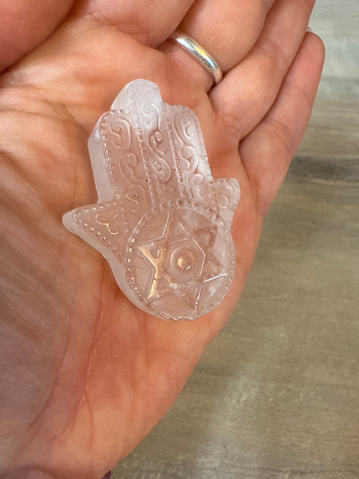 Clear Quartz Hamsa