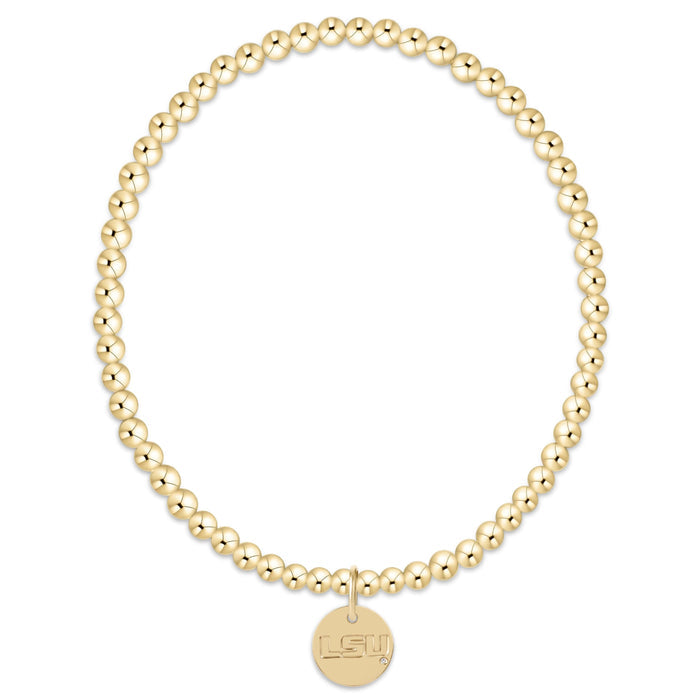 eCOLLEGIATE Classic Gold 3mm Bracelet - LSU Disc