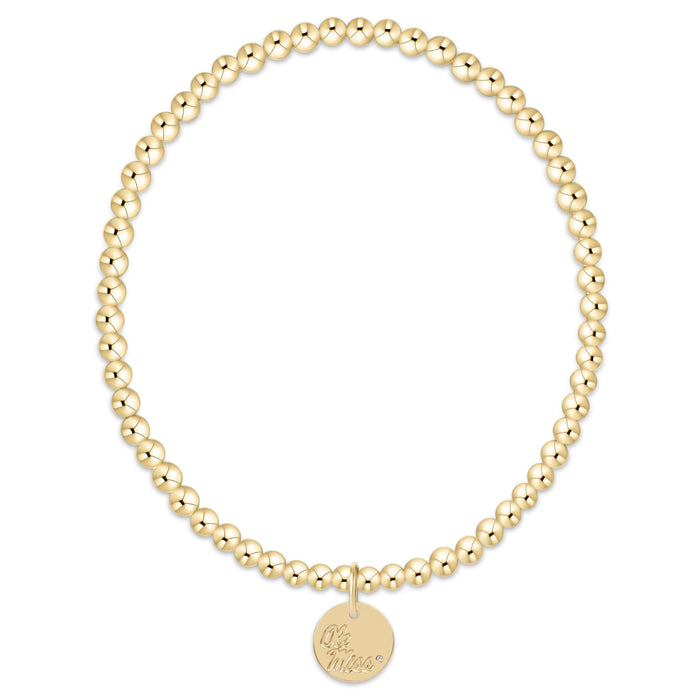 eCOLLEGIATE Classic Gold 3mm Bracelet - Ole Miss Disc