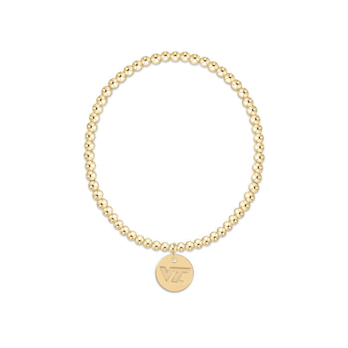 eCOLLEGIATE Classic Gold 3mm Bracelet - Virginia Tech Disc