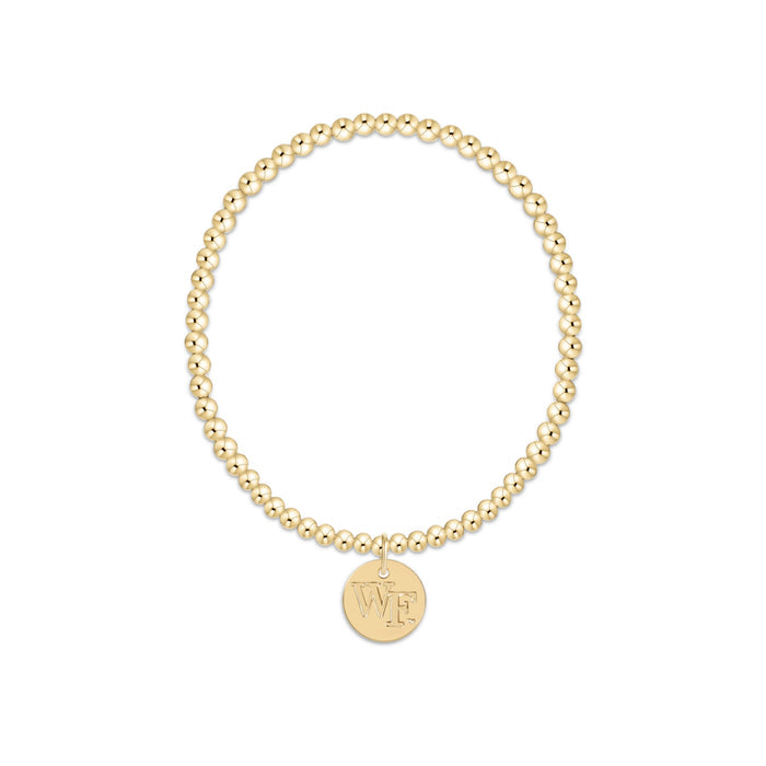eCOLLEGIATE Classic Gold 3mm Bracelet - Wake Forest University Disc