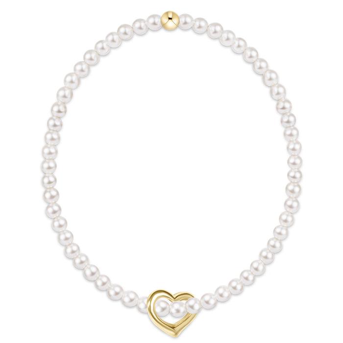egirl Classic Pearl 3mm Bracelet - Love Gold Charm