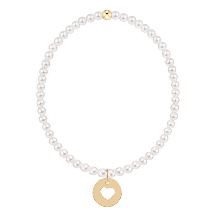 egirl Classic Pearl 3mm Bracelet - Love Gold Disc