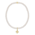 egirl Classic Pearl 3mm Bracelet - Signature Cross Gold Charm