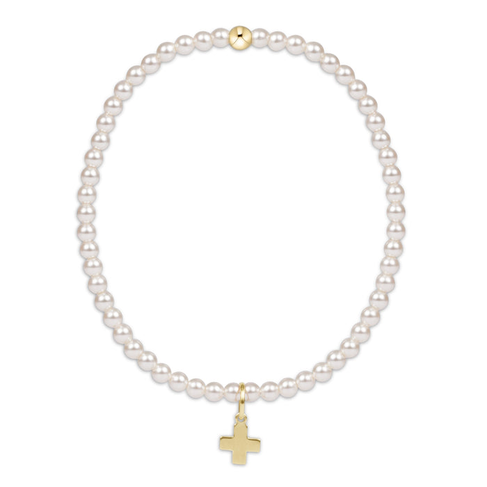 egirl Classic Pearl 3mm Bracelet - Signature Cross Gold Charm