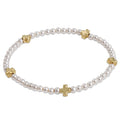 egirl Signature Cross Small 3mm Pearl Bracelet - Gold