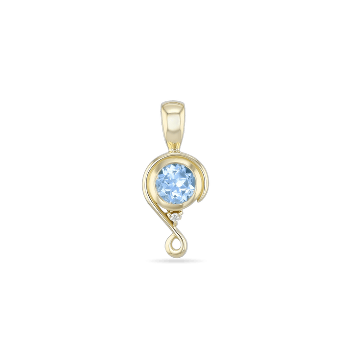 Embrace Pendant Catherine Best 9ct Yellow Gold with Blue Topaz and Diamond Pendant