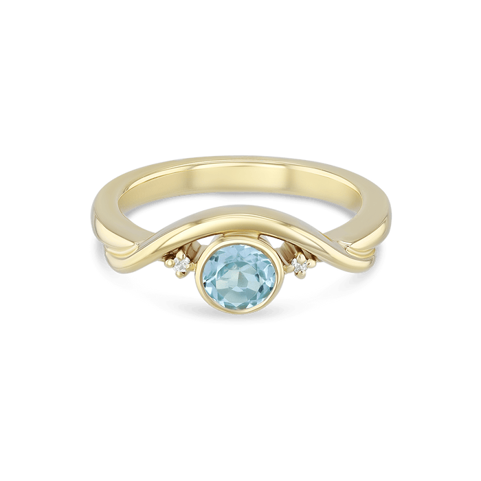 Embrace Ring Catherine Best 9ct Yellow Gold with Blue Topaz and Diamond