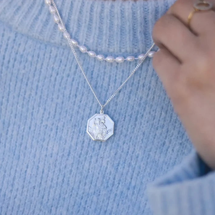 Engravable St Christopher Necklace  Silver