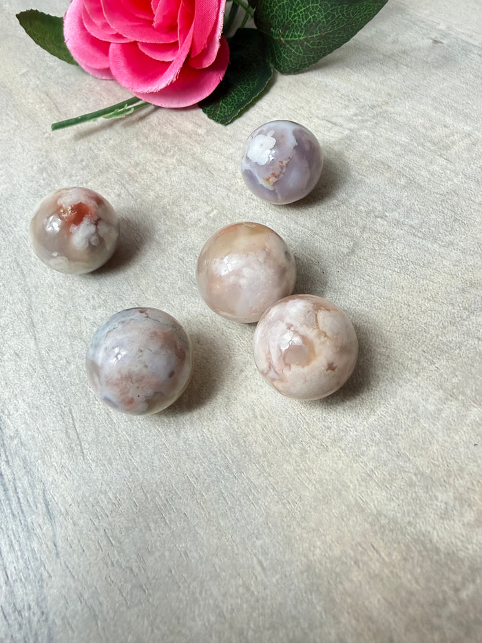 Flower agate Sphere - 22mm