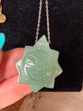 Green aventurine sun Pendant with chain