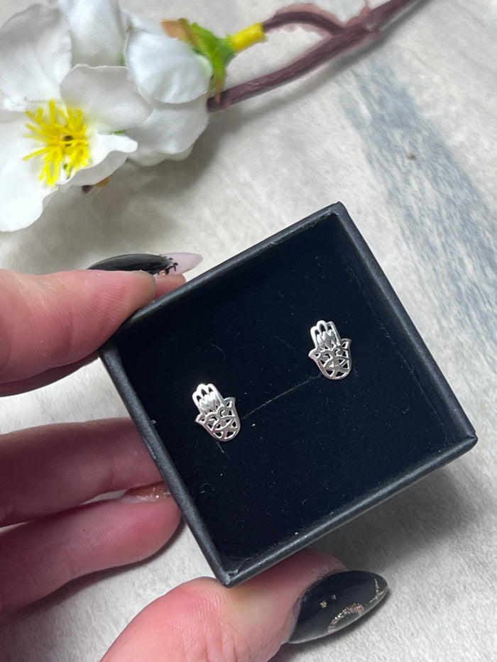 Hamsa Studs  Sterling Silver Earrings