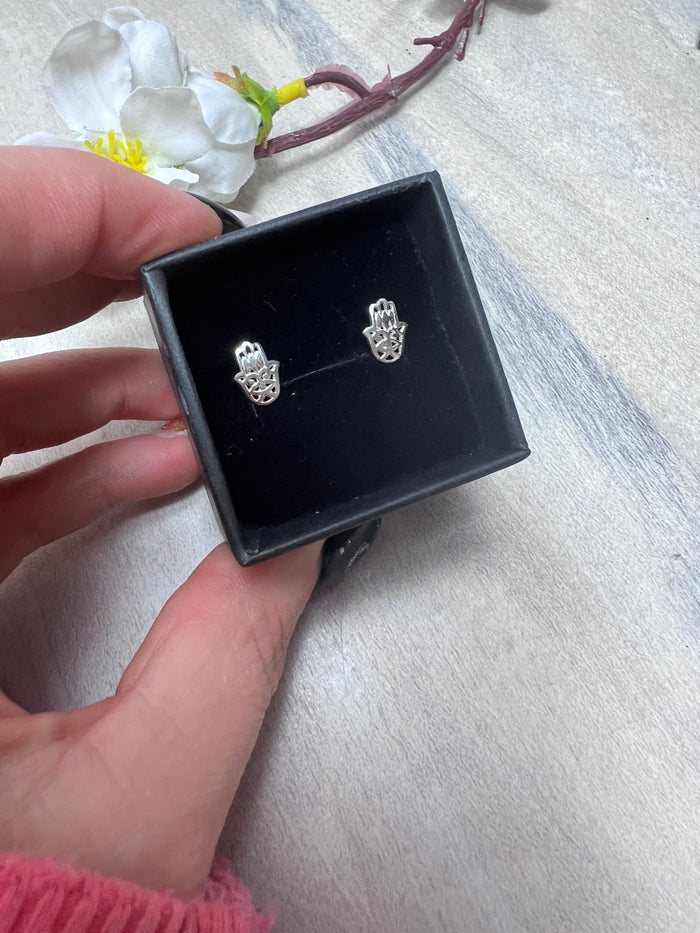 Hamsa Studs  Sterling Silver Earrings