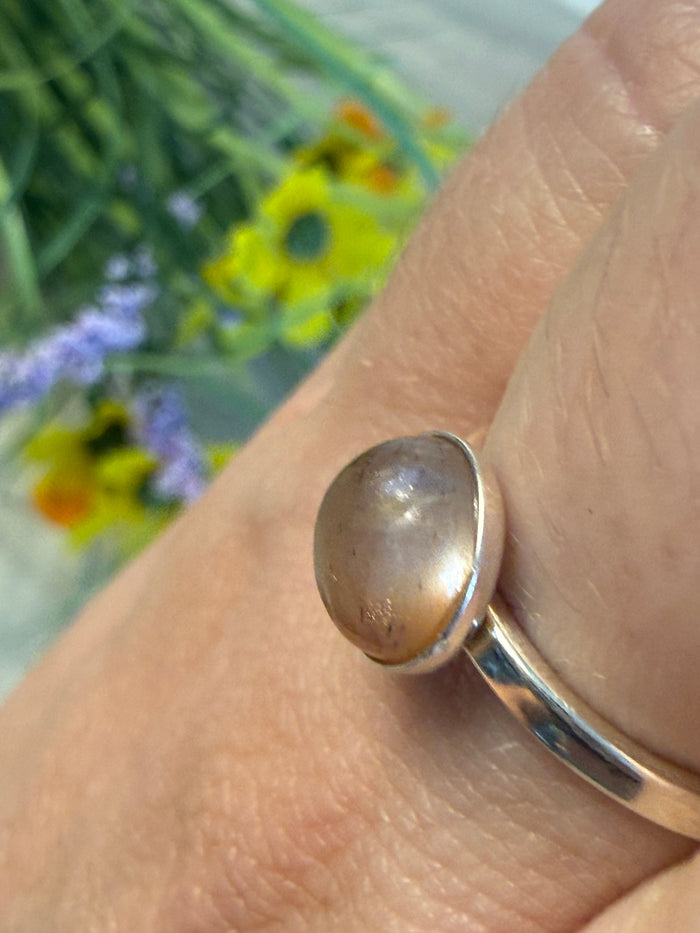 Handmade Sunstone 925 Silver Ring - Size N