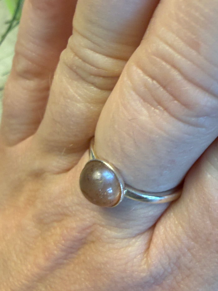 Handmade Sunstone 925 Silver Ring - Size N