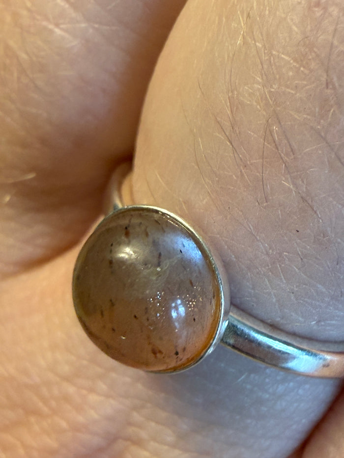 Handmade Sunstone 925 Silver Ring - Size N