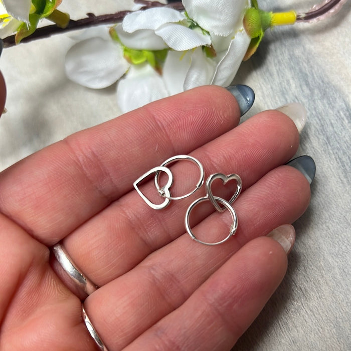 Hollow Heart Huggie Hoops -  925 Sterling Earrings