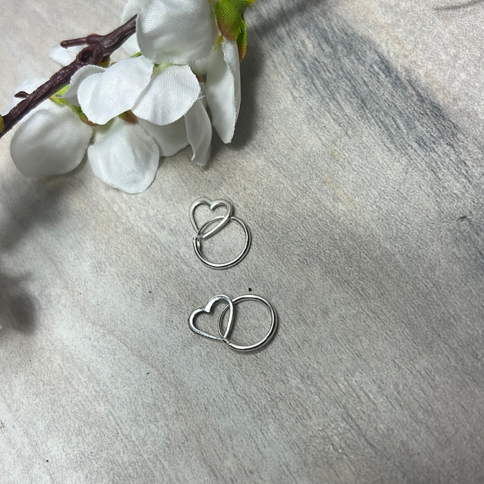 Hollow Heart Huggie Hoops -  925 Sterling Earrings