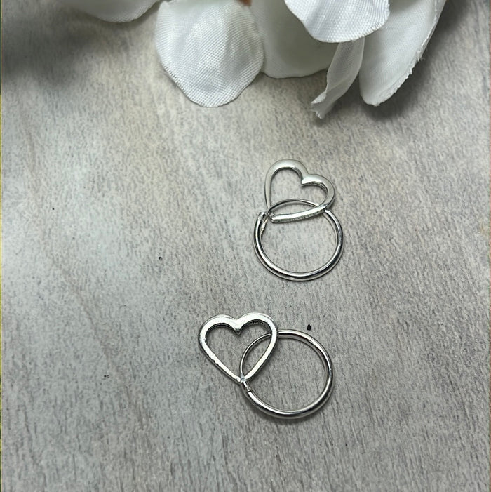 Hollow Heart Huggie Hoops -  925 Sterling Earrings