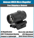 Holosun Compact Magnifier, 3X Power, QD Mount, 1/3 Riser, Switch To Side, Aluminum Housing - HM3X-MICRO