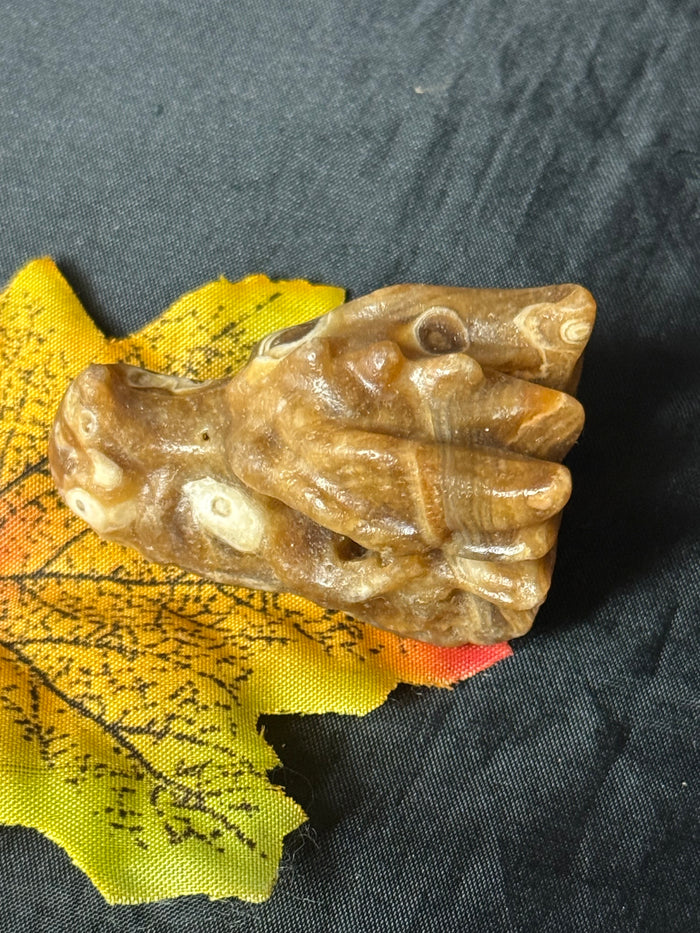 Honey amber Calcite Dragon