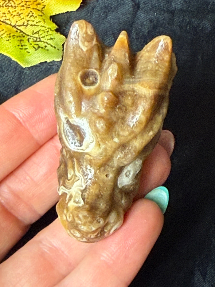 Honey amber Calcite Dragon