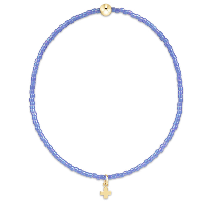 Hope Classic Bright Blue Bracelet - Signature Cross Small Gold Charm