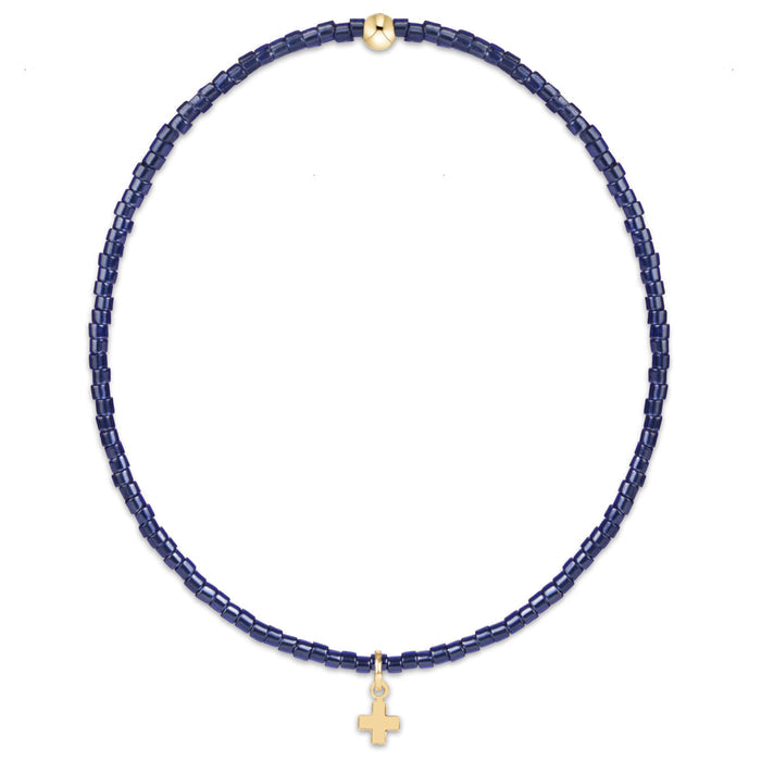 Hope Classic Navy Bracelet - Signature Cross Small Gold Charm