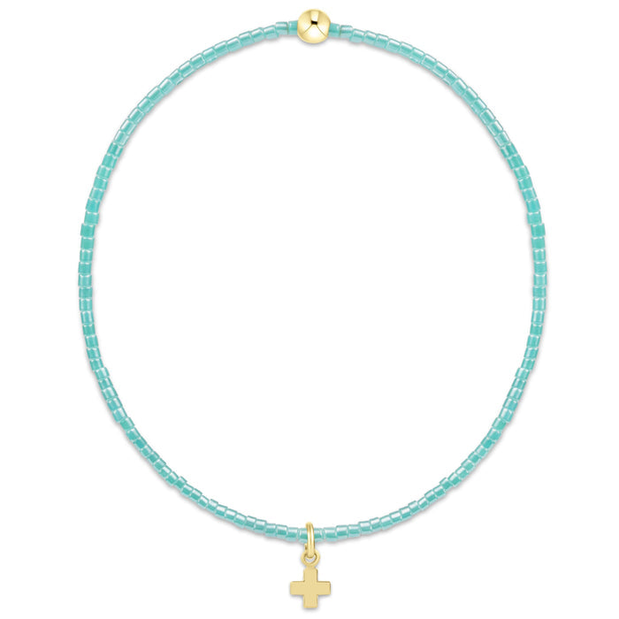 Hope Classic Sea Glass Bracelet - Signature Cross Small Gold Charm