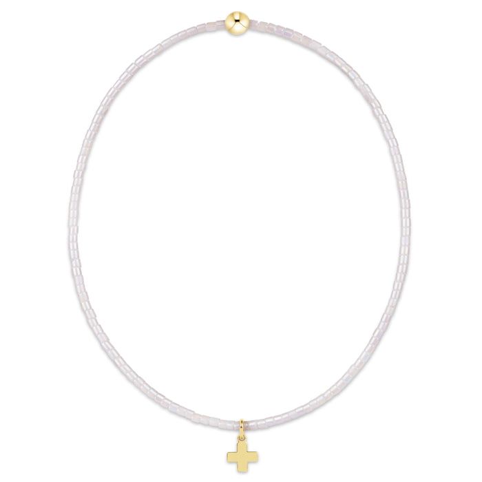 Hope Classic Silky White Bracelet - Signature Cross Small Gold Charm