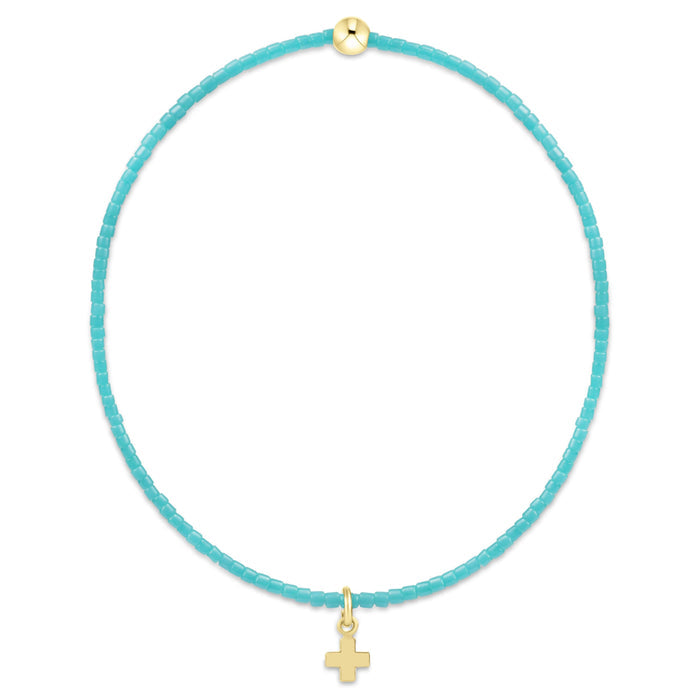 Hope Classic Turquoise Bracelet - Signature Cross Small Gold Charm