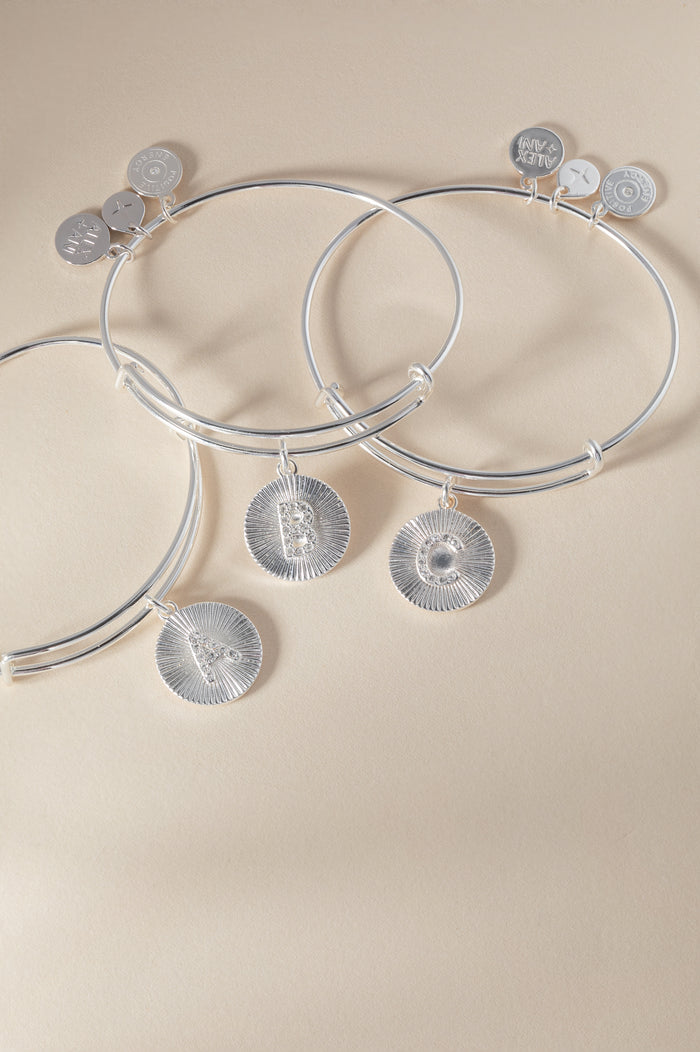 Initial B Pave Starburst Texture Bangle
