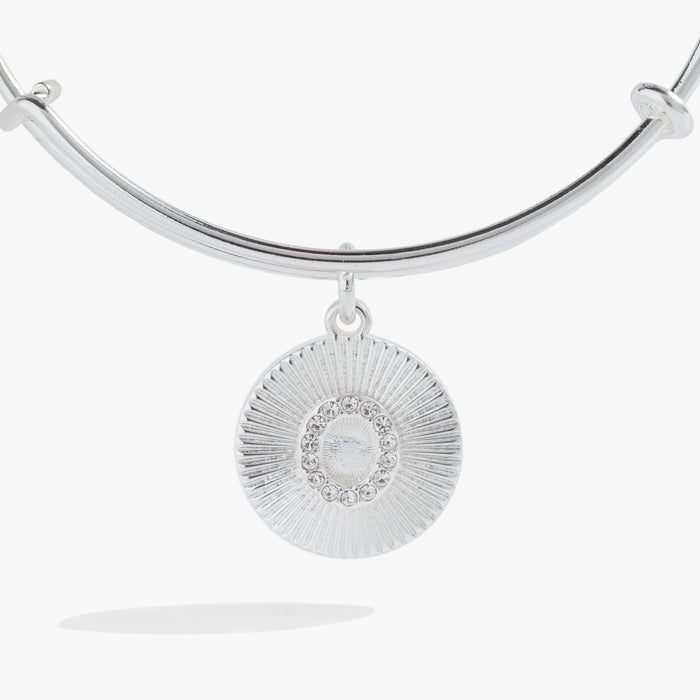 Initial O Pave Starburst Texture Bangle