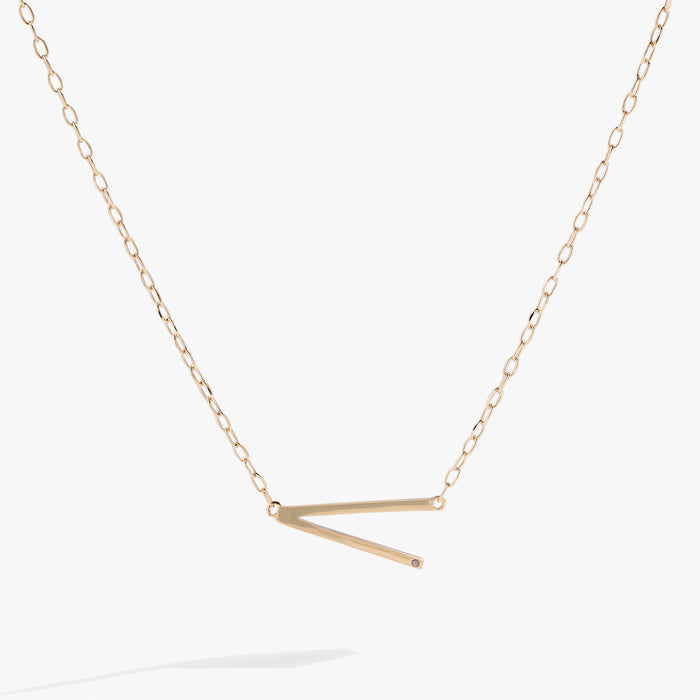 Initial V Precious Elongated Necklace