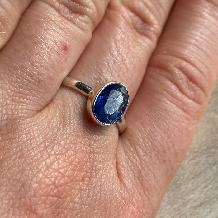 Kyanite Facet 925 Silver Ring -  Size N 1/2