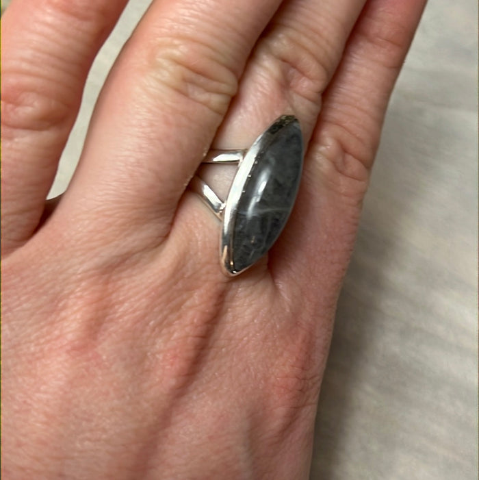 Labradorite 925 Silver Ring - Size N - N 1/2