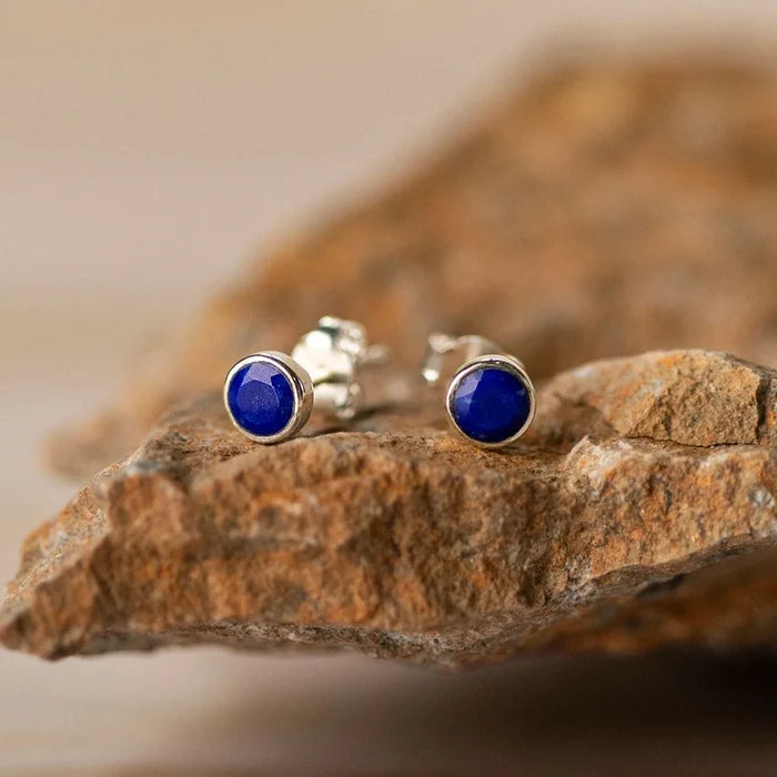 lapis lazuli silver stud earrings