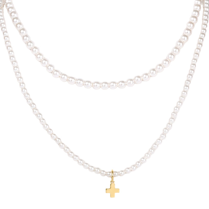layers with meaning - pearl signature cross charm