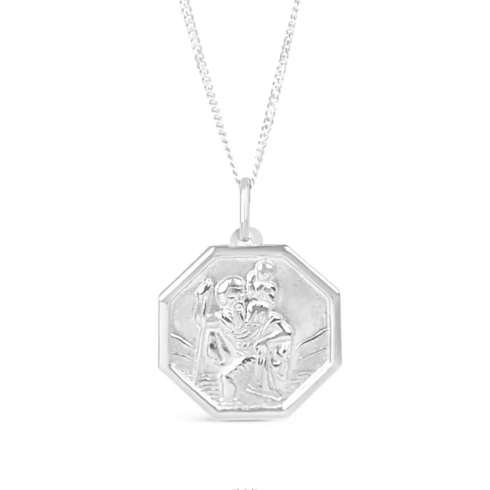 Men's Engravable St Christopher Necklace | Silver