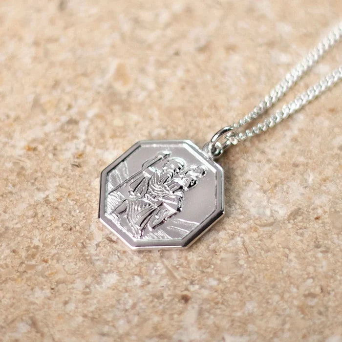 Men's Engravable St Christopher Necklace | Silver
