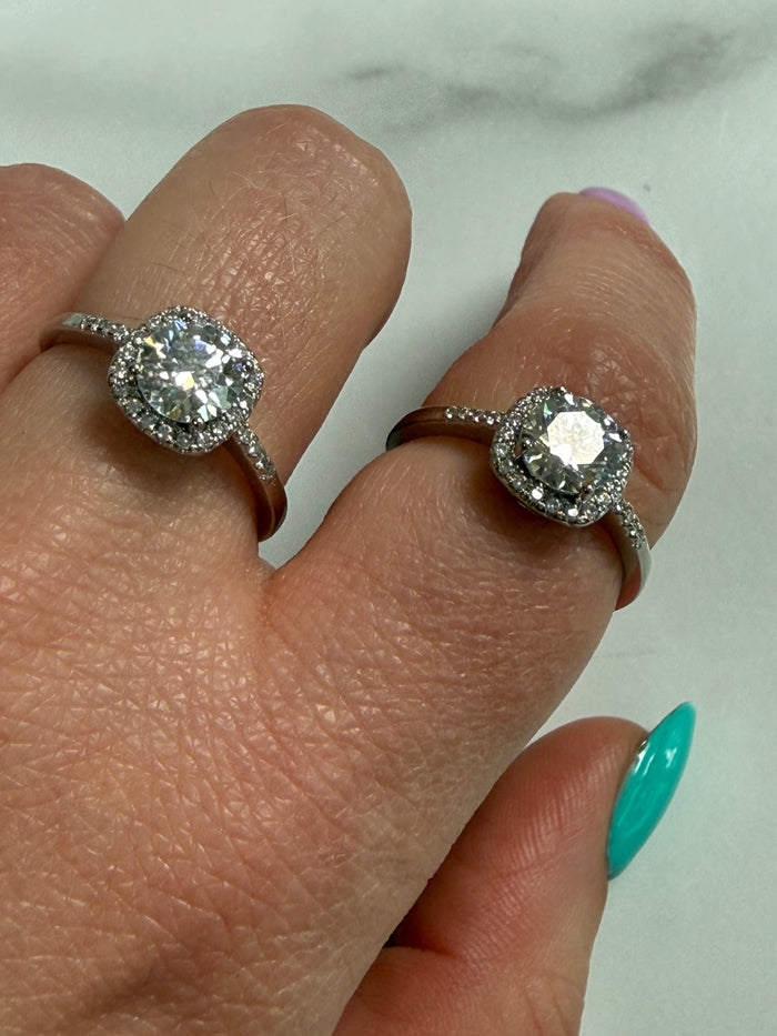 Moissanite Adjustable Silver Plated Ring