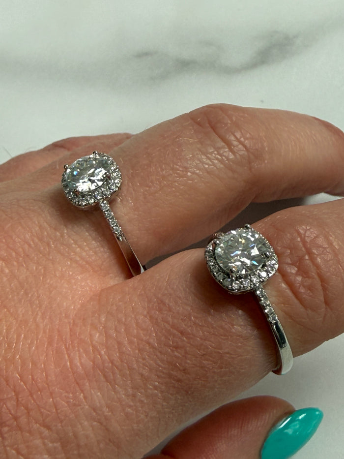 Moissanite Adjustable Silver Plated Ring