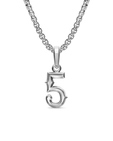 Number Five Amulet in Sterling Silver, 18.6mm