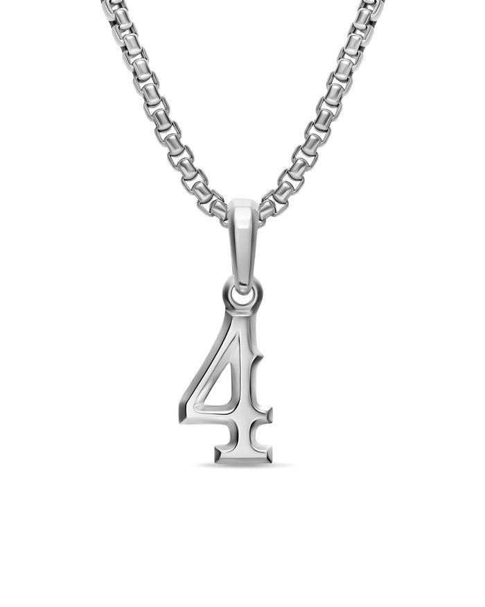 Number Four Amulet in Sterling Silver, 18.6mm