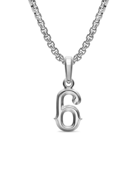 Number Six Amulet in Sterling Silver, 18.6mm
