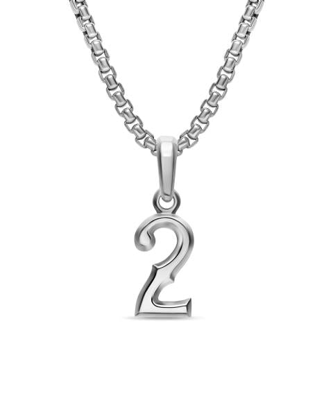 Number Two Amulet in Sterling Silver, 18.6mm
