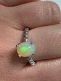 Opal Adjustable Silver Plated Ring